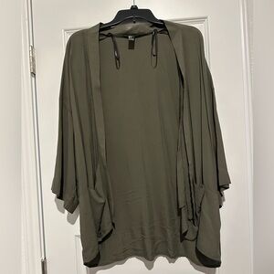Forever 21 Dark Olive Flowy Open Front Cardigan